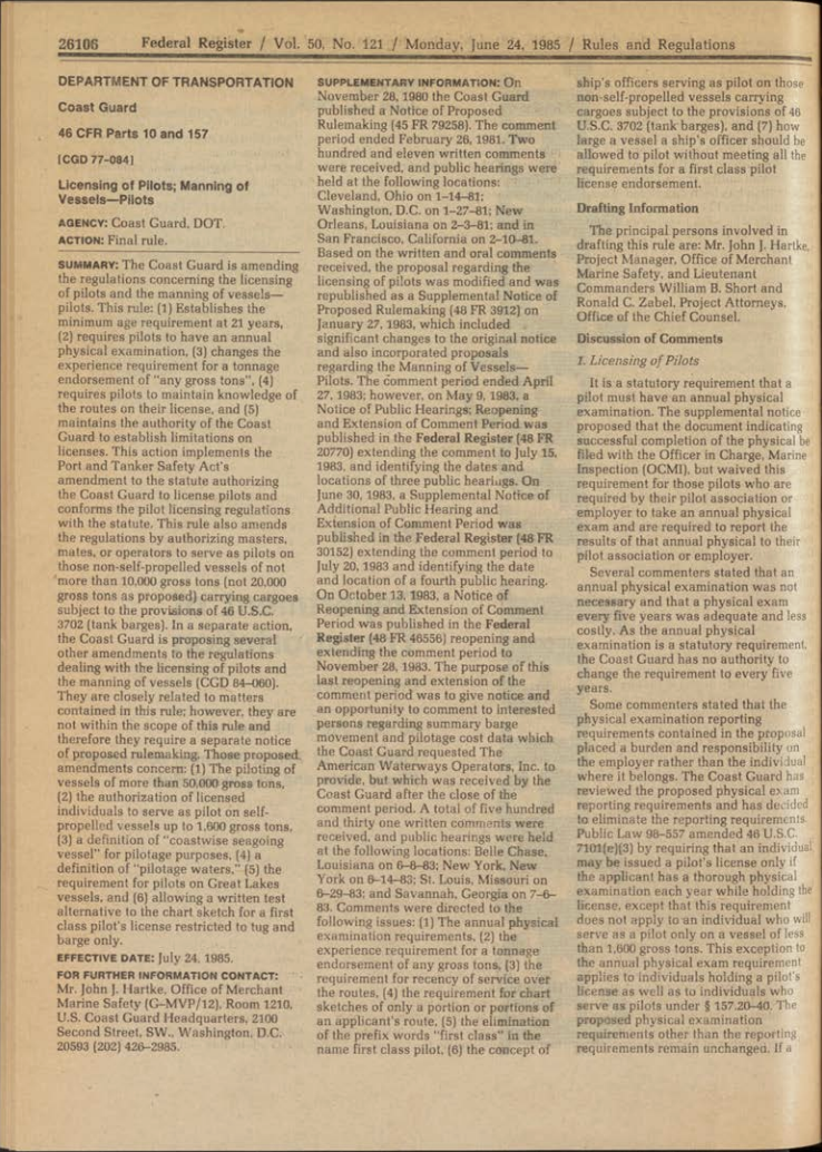 Federal Register, June 24, 1985